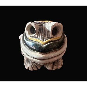 Artesania Rinconada Frog Figurine 3" Hand-Painted Ceramic Collectible  Uruguay